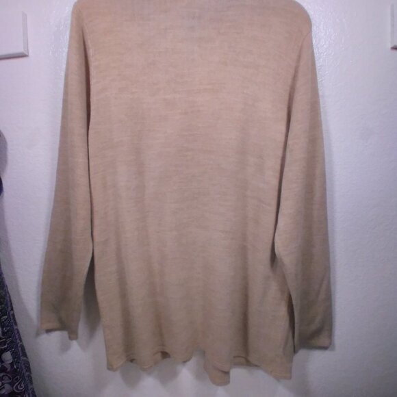 Laura Scott Mid Length Beige Cardigan Sweater 1X - Picture 7 of 14